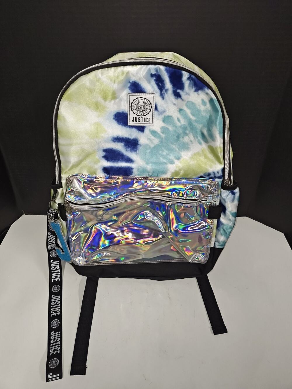 Justice Girls School Backpack Laptop Iridescent & Tie Dye Splatter